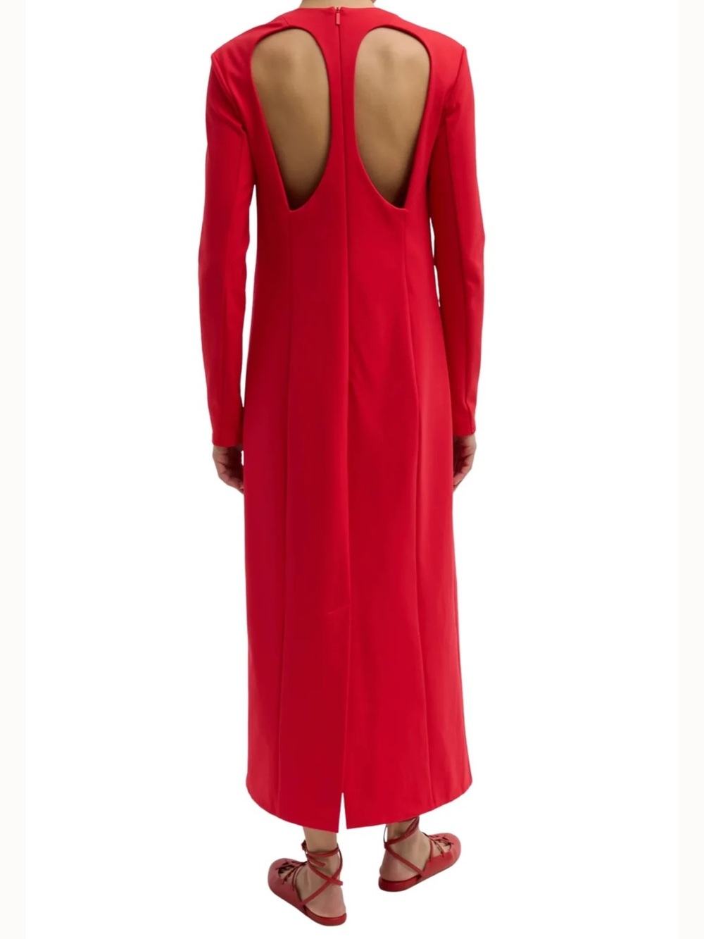 NWT Tibi Compact Ultra Stretch Knit Dress With Cut Out Back Red 10